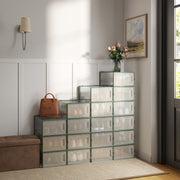 Stackable Clear Shoe Storage Boxes Pack of 18 Space Saving Plastic Organisers by Songmics