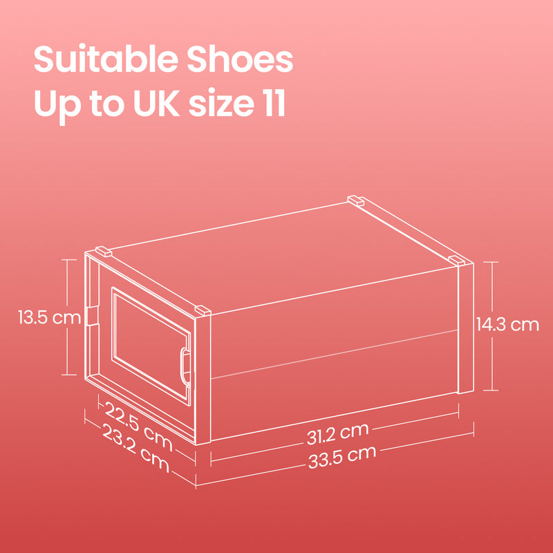 Stackable Clear Shoe Storage Boxes Pack of 18 Space Saving Plastic Organisers by Songmics