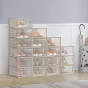 Stackable Clear Shoe Storage Boxes Pack of 18 for Organised Space Saving by Songmics