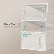 Stackable Shoe Storage Boxes Pack of 18 Clear Space Saving Organisers by Songmics