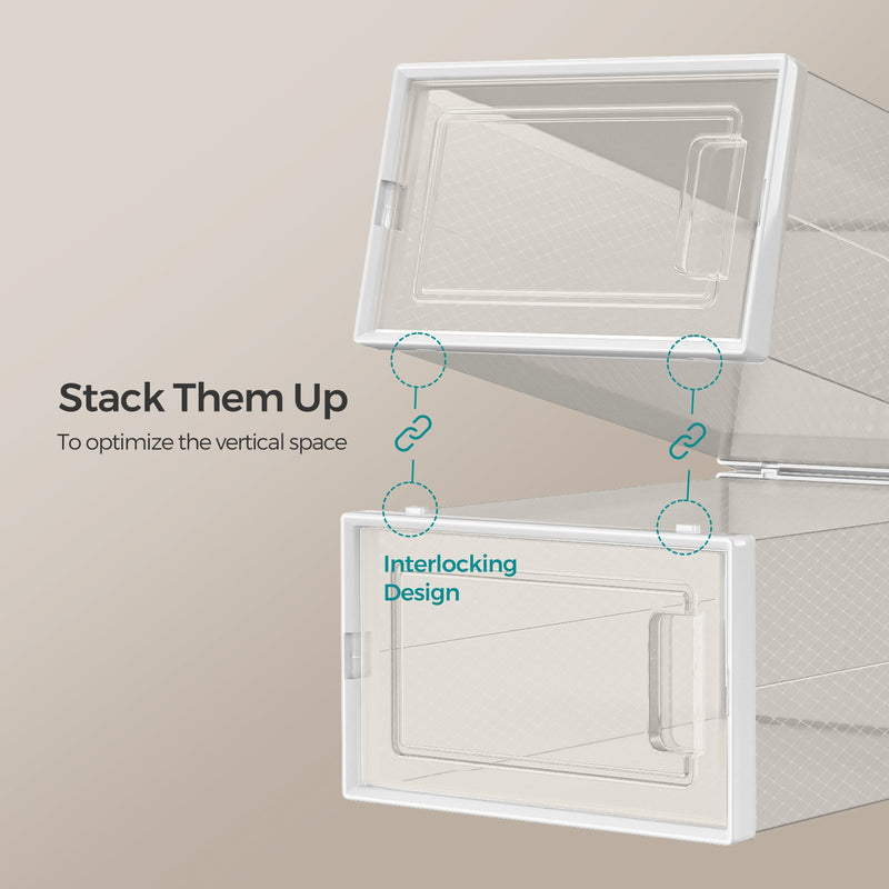 Stackable Shoe Storage Boxes Pack of 18 Clear Space Saving Organisers by Songmics
