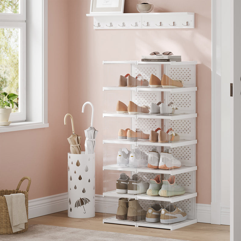 Set of 12 Stackable Foldable Shoe Storage Boxes for up to Size 13 Trainers by Songmics