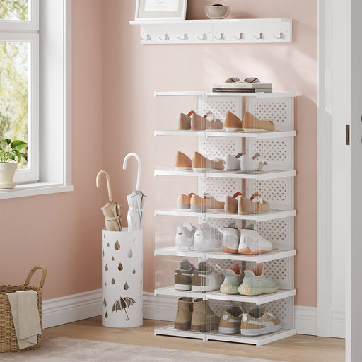 Set of 12 Stackable Foldable Shoe Storage Boxes for up to Size 13 Trainers by Songmics