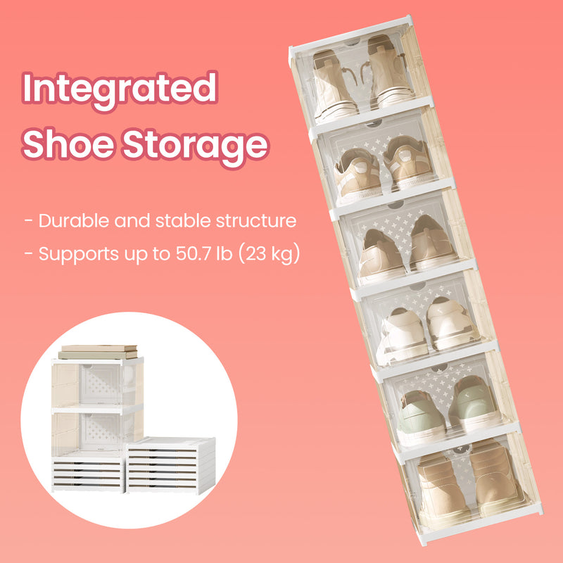 Set of 12 Stackable Foldable Shoe Storage Boxes for up to Size 13 Trainers by Songmics