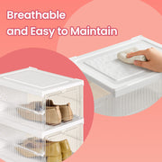 Set of 12 Stackable Foldable Shoe Storage Boxes for up to Size 13 Trainers by Songmics