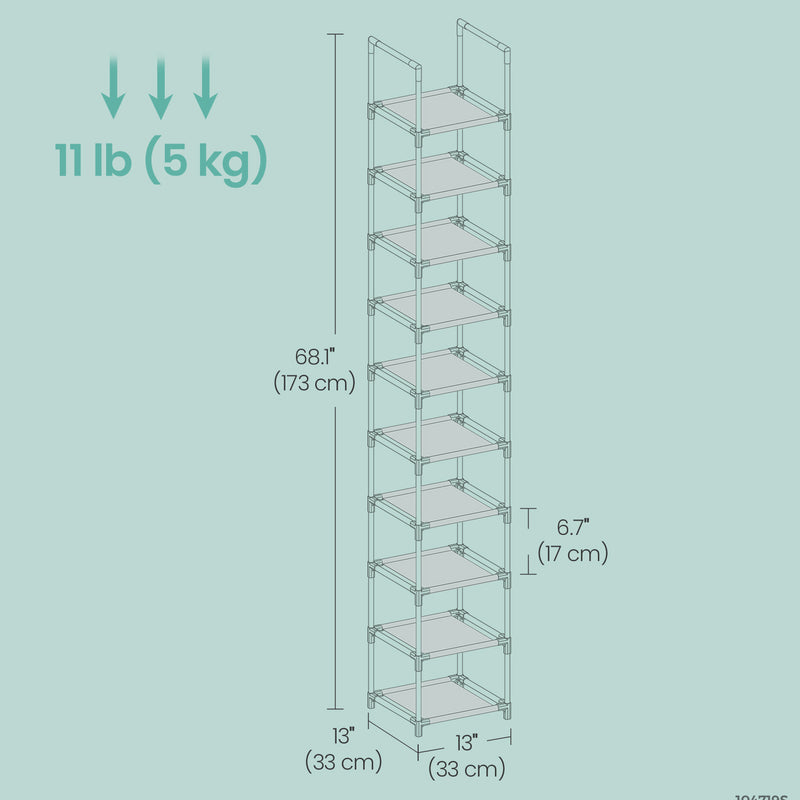 10 Tier Shoe Rack Freestanding Shoe Storage Shelf Organiser for Entryway by Songmics