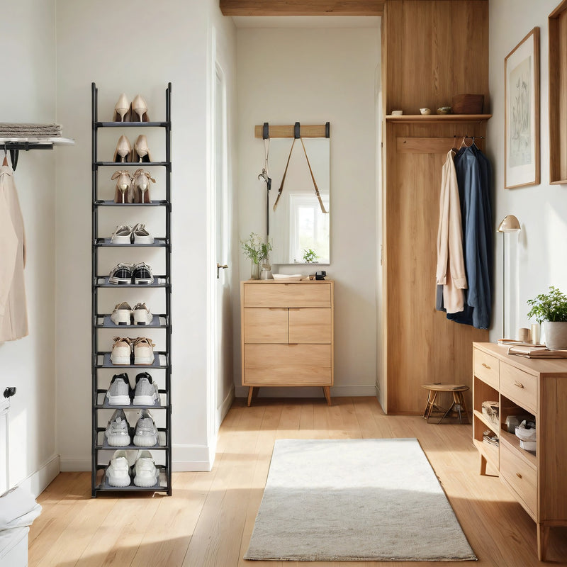 10 Tier Shoe Rack Freestanding Shoe Organiser Shelf for Hallway and Closet by Songmics