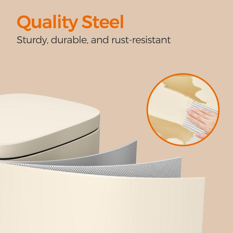 30L Sand Beige Kitchen Bin with Soft Close Lid and Removable Inner Bucket by Songmics