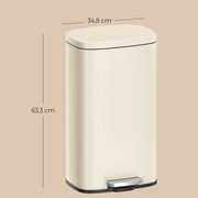 30L Sand Beige Kitchen Bin with Soft Close Lid and Removable Inner Bucket by Songmics