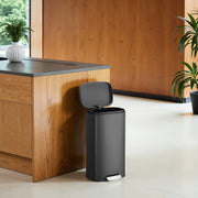 30L Black Kitchen Bin with Soft Close Lid and Removable Inner Bucket by Songmics