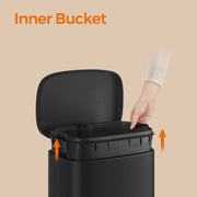 30L Black Kitchen Bin with Soft Close Lid and Removable Inner Bucket by Songmics