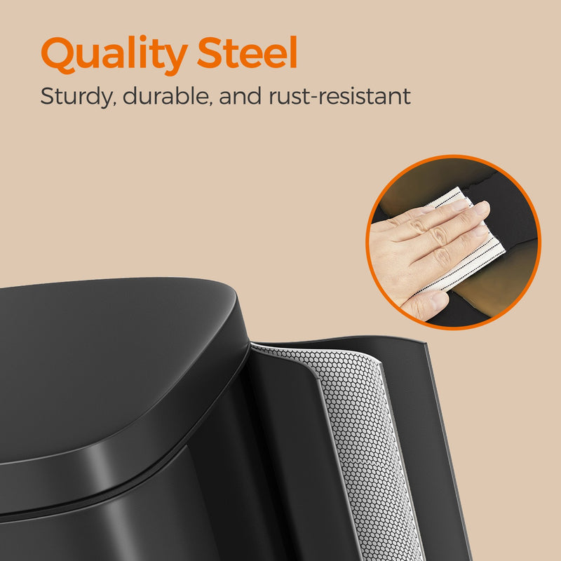 30L Black Kitchen Bin with Soft Close Lid and Removable Inner Bucket by Songmics