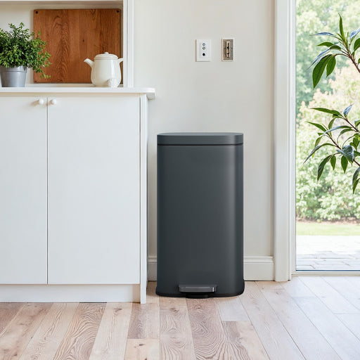 30L Greenish Grey Kitchen Bin with Soft Close Lid and Removable Inner Bucket by Songmics