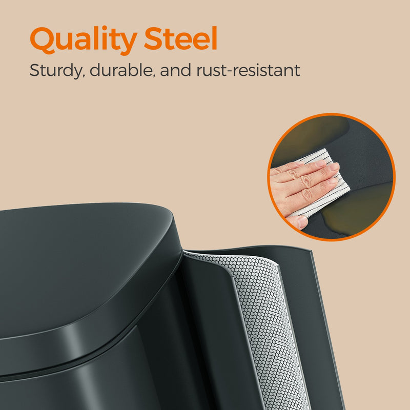 30L Greenish Grey Kitchen Bin with Soft Close Lid and Removable Inner Bucket by Songmics