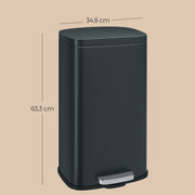 30L Greenish Grey Kitchen Bin with Soft Close Lid and Removable Inner Bucket by Songmics