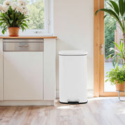 30L White Kitchen Bin with Soft Close Lid and Removable Inner Bucket by Songmics