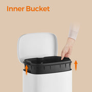 30L White Kitchen Bin with Soft Close Lid and Removable Inner Bucket by Songmics