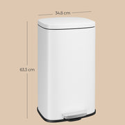 30L White Kitchen Bin with Soft Close Lid and Removable Inner Bucket by Songmics