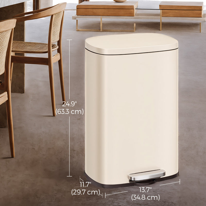 50L Stainless Steel Kitchen Bin with Soft Close Lid and Pedal Design by Songmics