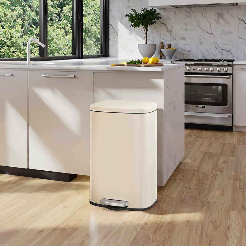 50L Stainless Steel Kitchen Bin with Soft Close Lid and Pedal Design by Songmics