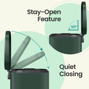 Green 50L Stainless Steel Kitchen Bin with Soft Close Lid and Pedal for Rubbish by Songmics