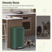 Green 50L Stainless Steel Kitchen Bin with Soft Close Lid and Pedal for Rubbish by Songmics