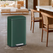 Green 50L Stainless Steel Kitchen Bin with Soft Close Lid and Pedal for Rubbish by Songmics
