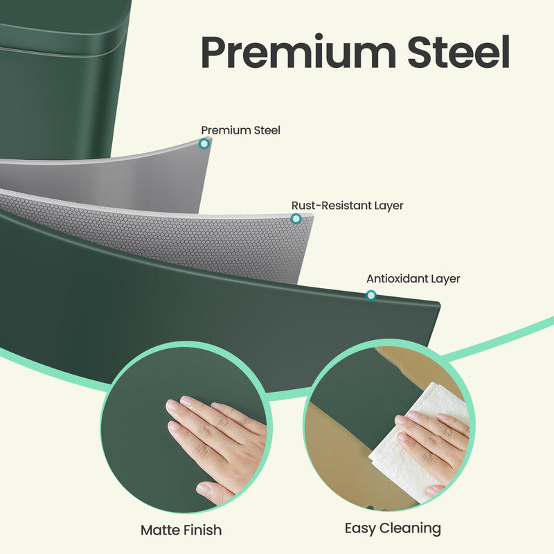 Green 50L Stainless Steel Kitchen Bin with Soft Close Lid and Pedal for Rubbish by Songmics