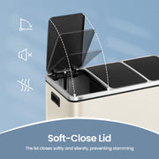 Triple Compartment Kitchen Recycling Bin 3 x 18L Waste Separator with Lids by Songmics