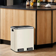 30L Double Kitchen Recycling Bin with Pedal and Removable Inner Buckets by Songmics