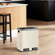 30L Double Kitchen Recycling Bin with Pedal and Removable Inner Buckets by Songmics