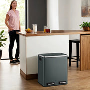 30L Double Kitchen Pedal Bin for Waste and Recycling with Removable Inner Buckets by Songmics