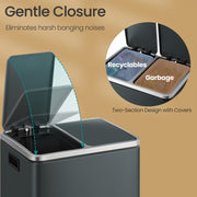 30L Double Kitchen Pedal Bin for Waste and Recycling with Removable Inner Buckets by Songmics