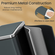 30L Double Kitchen Pedal Bin for Waste and Recycling with Removable Inner Buckets by Songmics