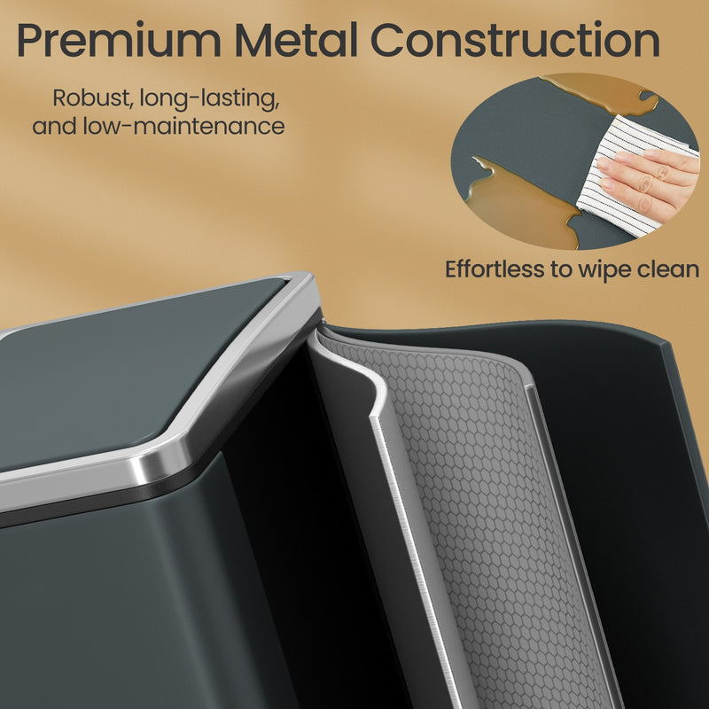 30L Double Kitchen Pedal Bin for Waste and Recycling with Removable Inner Buckets by Songmics