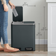 30L Double Kitchen Pedal Bin for Waste and Recycling with Removable Inner Buckets by Songmics