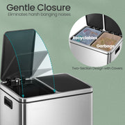 30L Double Kitchen Pedal Bin with Inner Buckets for Waste and Recycling by Songmics