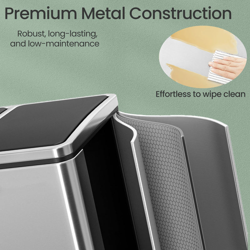 30L Double Kitchen Pedal Bin with Inner Buckets for Waste and Recycling by Songmics