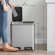 30L Double Kitchen Pedal Bin with Inner Buckets for Waste and Recycling by Songmics