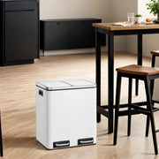 30 L Pedal Double Kitchen Bin for Waste and Recycling with Removable Inner Buckets by Songmics