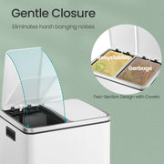 30 L Pedal Double Kitchen Bin for Waste and Recycling with Removable Inner Buckets by Songmics