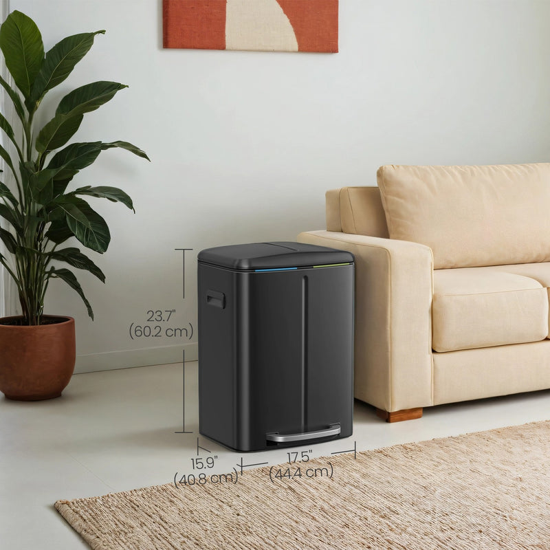 40L Double Kitchen Bin with Soft Close Lids and Removable Inner Buckets by Songmics