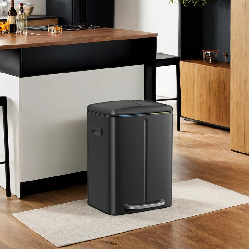 40L Dual Kitchen Bin with Soft Close Lids and Removable Inner Buckets by Songmics