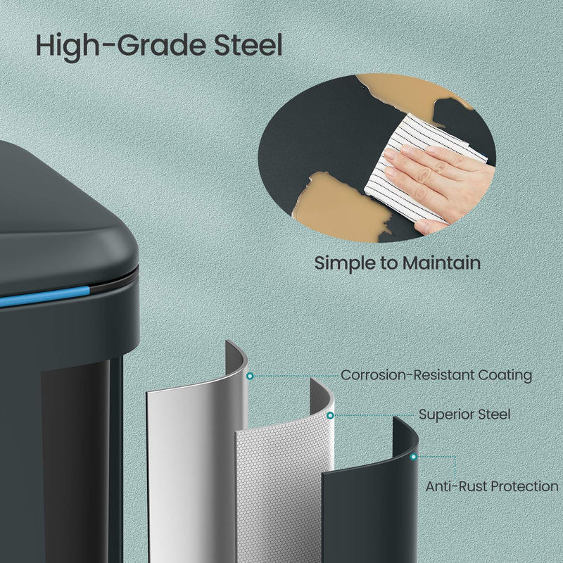 40L Dual Kitchen Bin with Soft Close Lids and Removable Inner Buckets by Songmics