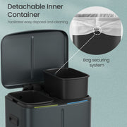 40L Dual Kitchen Bin with Soft Close Lids and Removable Inner Buckets by Songmics