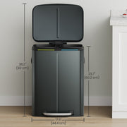 40L Dual Kitchen Bin with Soft Close Lids and Removable Inner Buckets by Songmics