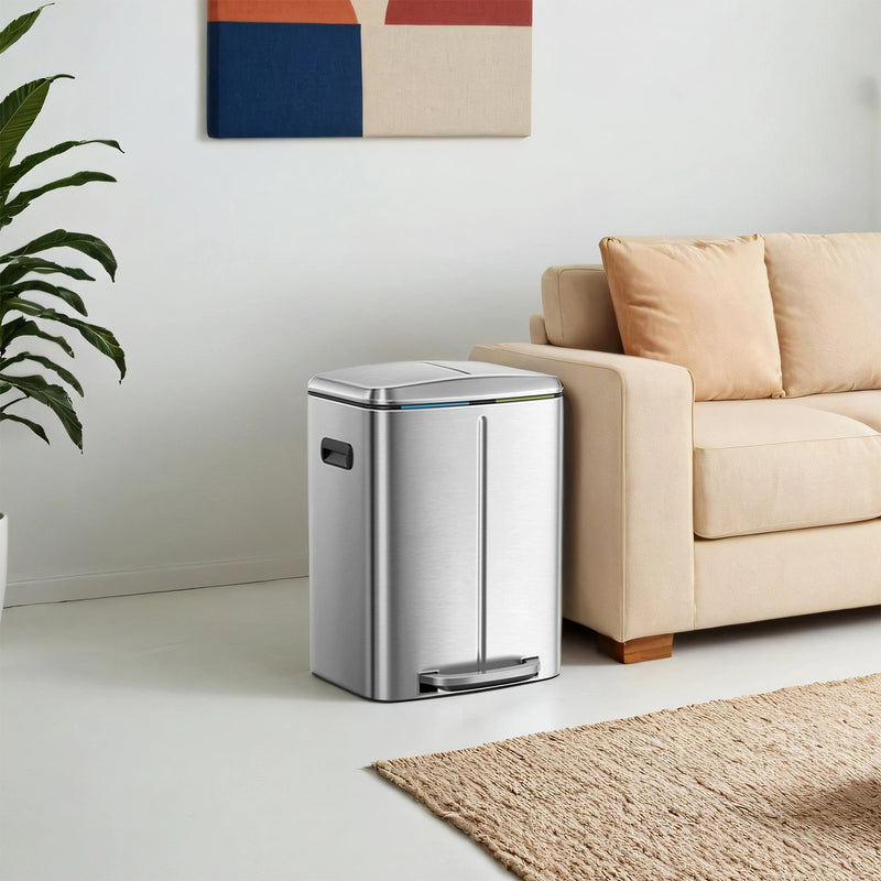 40L Double Kitchen Bin with Soft Close Lids and Removable Inner Buckets by Songmics