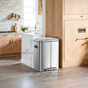 40L Double Kitchen Bin with Soft Close Lids and Removable Inner Buckets by Songmics