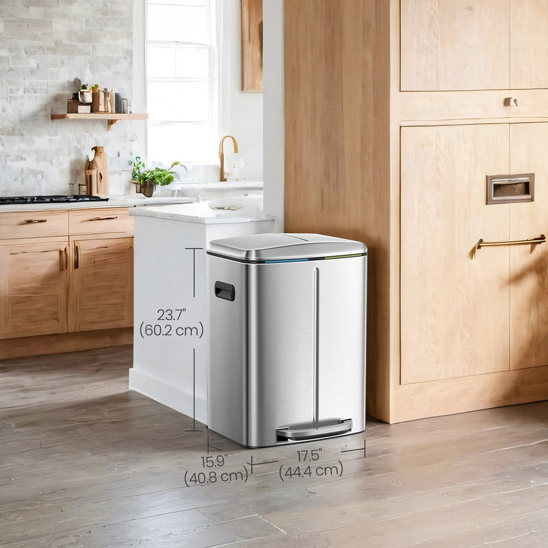 40L Double Kitchen Bin with Soft Close Lids and Removable Inner Buckets by Songmics