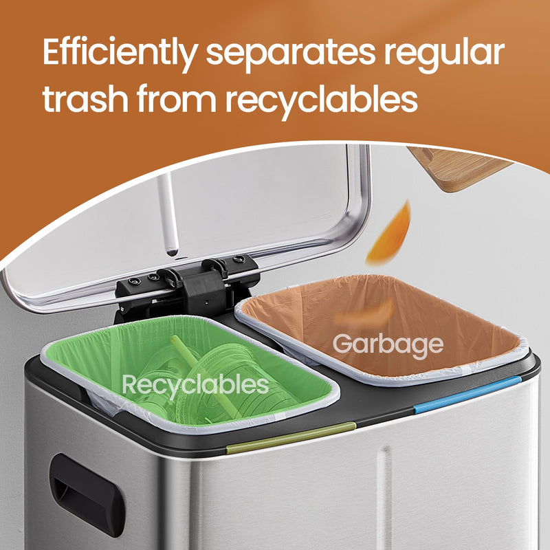 40L Double Kitchen Bin with Soft Close Lids and Removable Inner Buckets by Songmics